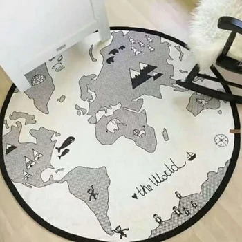 

Nordic Newborn Photography Props Educational World Map Baby Play Mat Children Crawling Carpet Round Carpet Blanket Children's To
