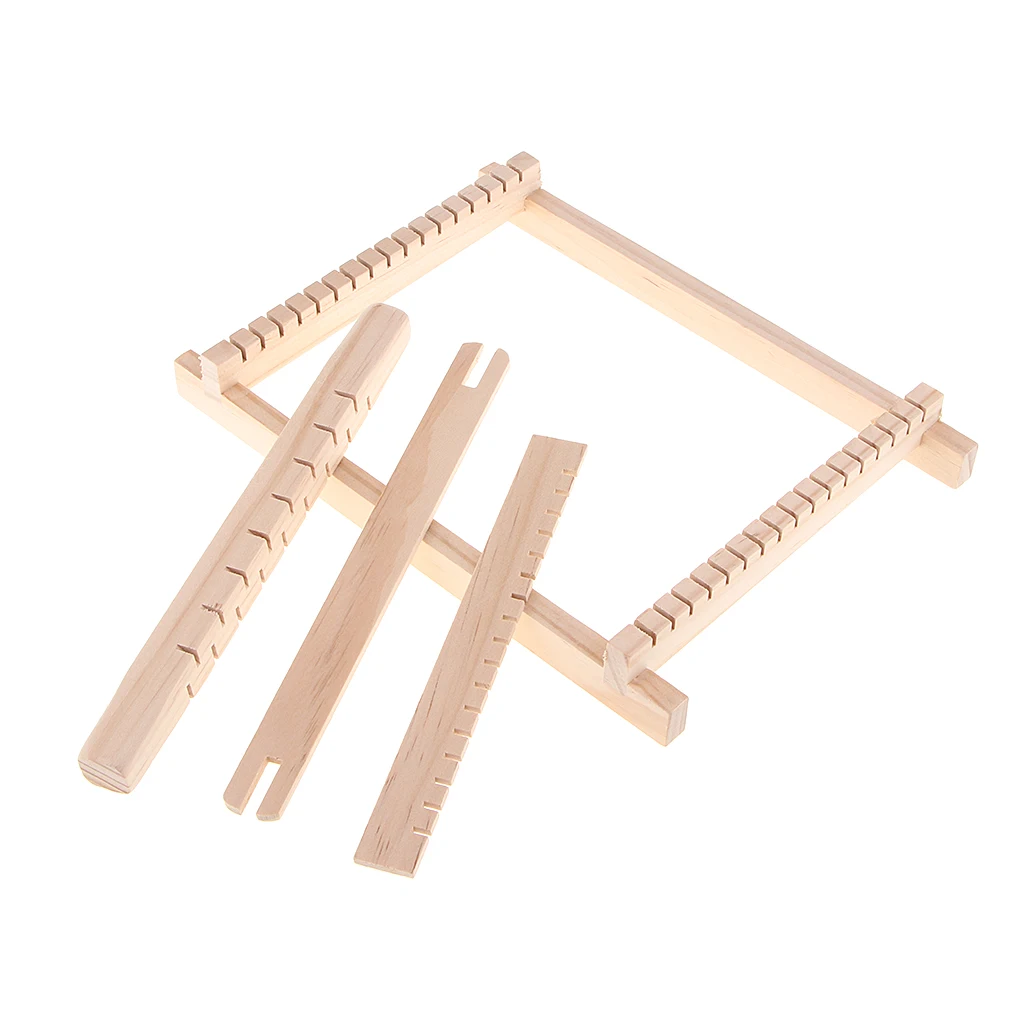 Children Kids Wooden Weaving Knitting Shuttle Loom Tapestry Hand-Knitted Machine DIY Craft Hand-Knitted Toy