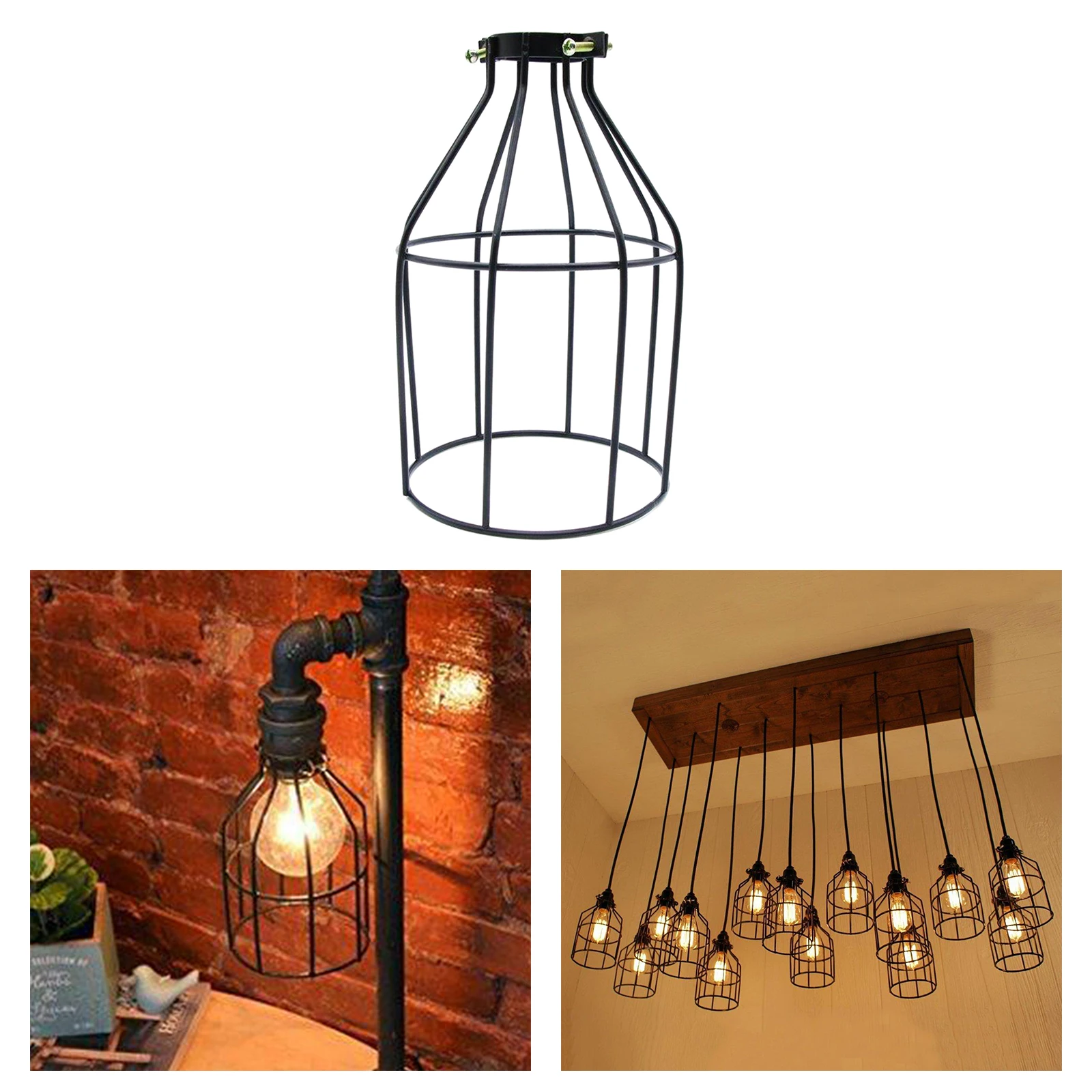 Pendant Light Shade Retro Style Industrial Metal Bird Basket Cage Light Cover