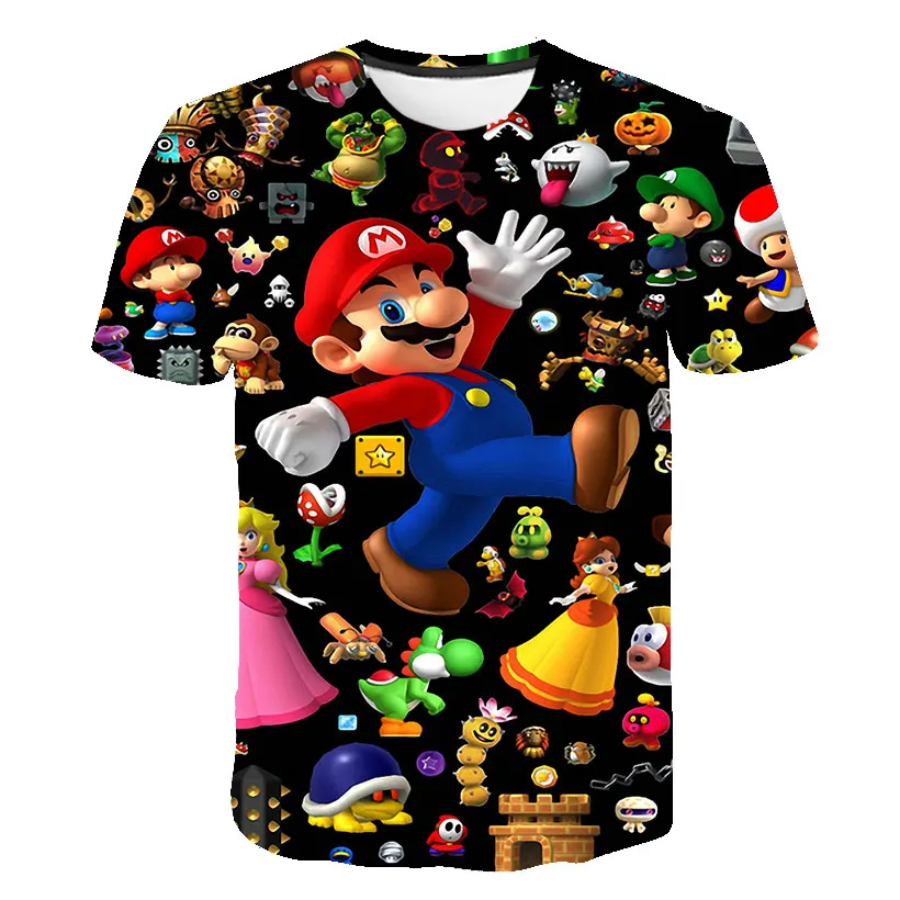 Summer New Harajuku style Games Super Mario T shirt Cartoon Bros Mushroom Game 3D print T-shirts Hip Hop Tshirt | Детская одежда и