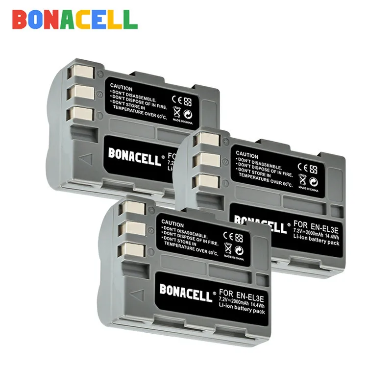BONACELL 2600 мА/ч, EN-EL3e RU EL3e EL3a ENEL3e Камера Батарея для Nikon D300S D300 D100 D200 D700 D70S D80 D90 D50 Камера