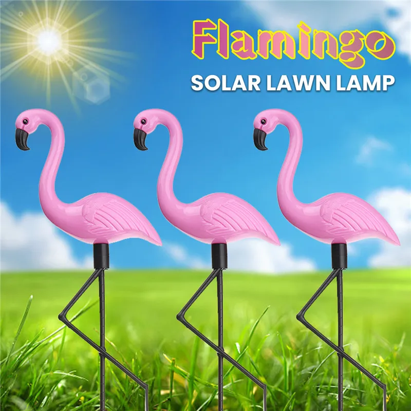 

3PCS/Pack Solar Flamingo Stake Light Lantern Solar Powered Pathway Lights Outdoor Waterproof Garden Decorative Lawn Yard Lamp