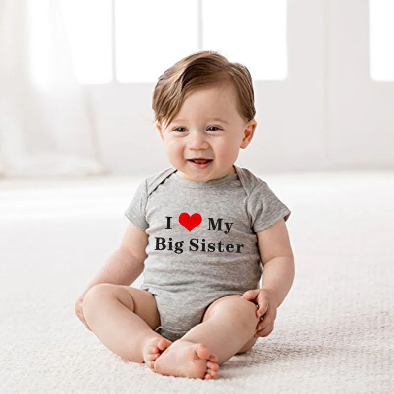 Милые детские комбинезоны с надписью «I Love My Big Sister»; одежда для маленьких мальчиков и девочек; хлопковые детские Комбинезоны Одежда для новорожденных