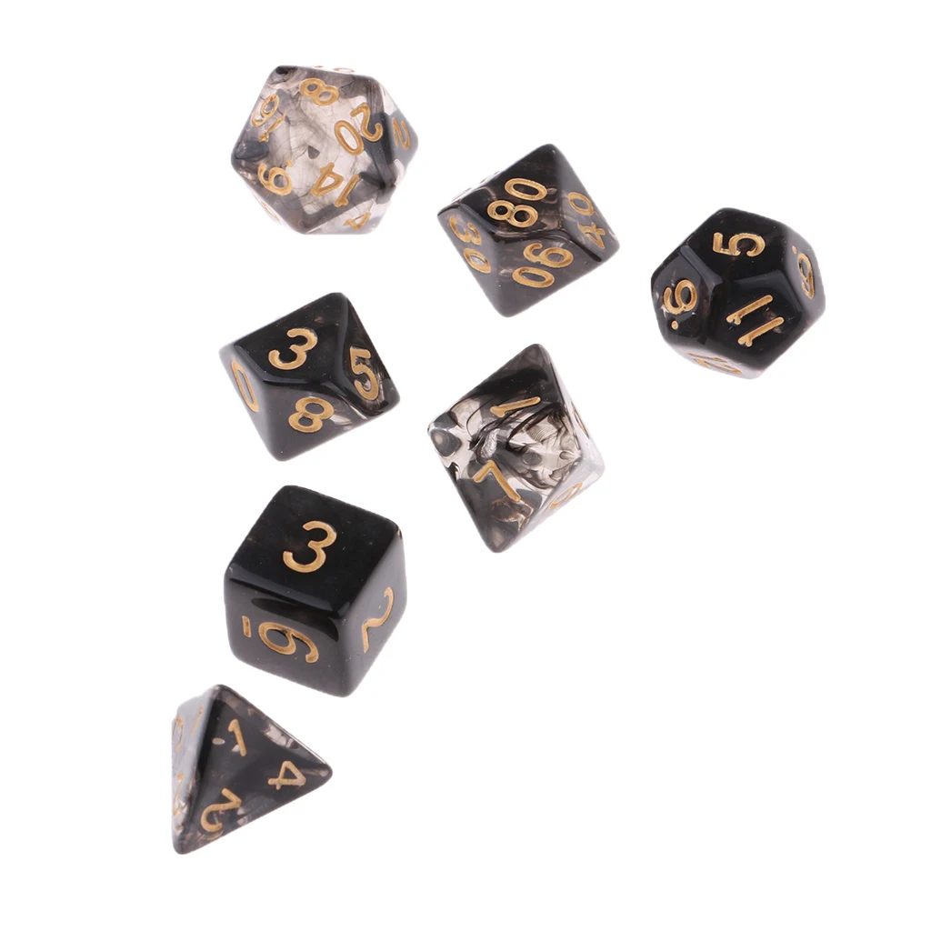 7Pcs Multi-Sided Dice for Dragons and Dungeon Board Game Play Gaming Cube