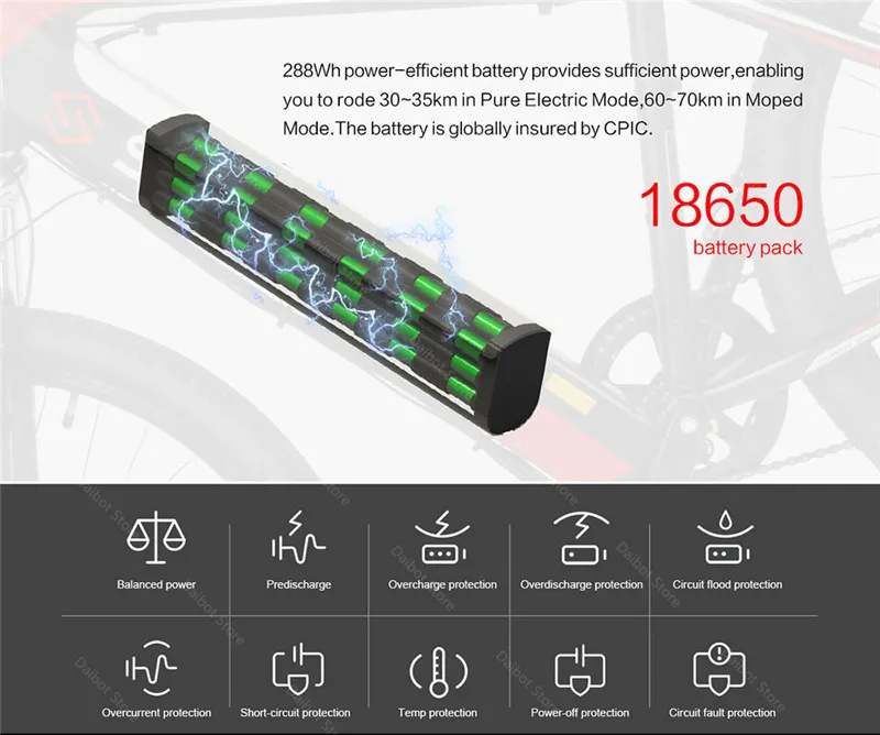 26'' Powerful Electric Bicycle 2 Wheels Electric Bicycles 36V SAMEBIKE SH26 Mountain Smart Electric Bikes Adults Max Range 70KM (7)