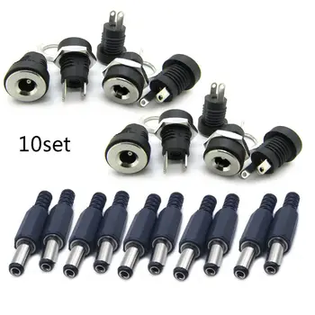 

10pairs DC Power Connector Pin Female Male Jack Socket Adapter 5.5x2.1mm 2/3Pins