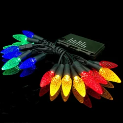 16.5ft 50leds Soloar C6 Strawberry String Lights Christmas Fairy Garland Lamp for New Year Holiday Garden Paito Landscape Decor