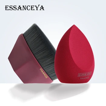 

ESSANCEYA 1X Foundation Brush + 1X Makeup Puff Natural Soft Powder Foundation BB CC Cream Blush Makeup Sponge Set Cosmetic Tool