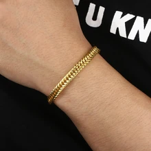 Винтажный Мужской Браслет со змеиным узором, золотой плоский браслет со змеиным костем, минималистичный хип-хоп мужской женский золотистый браслет pulseira homme