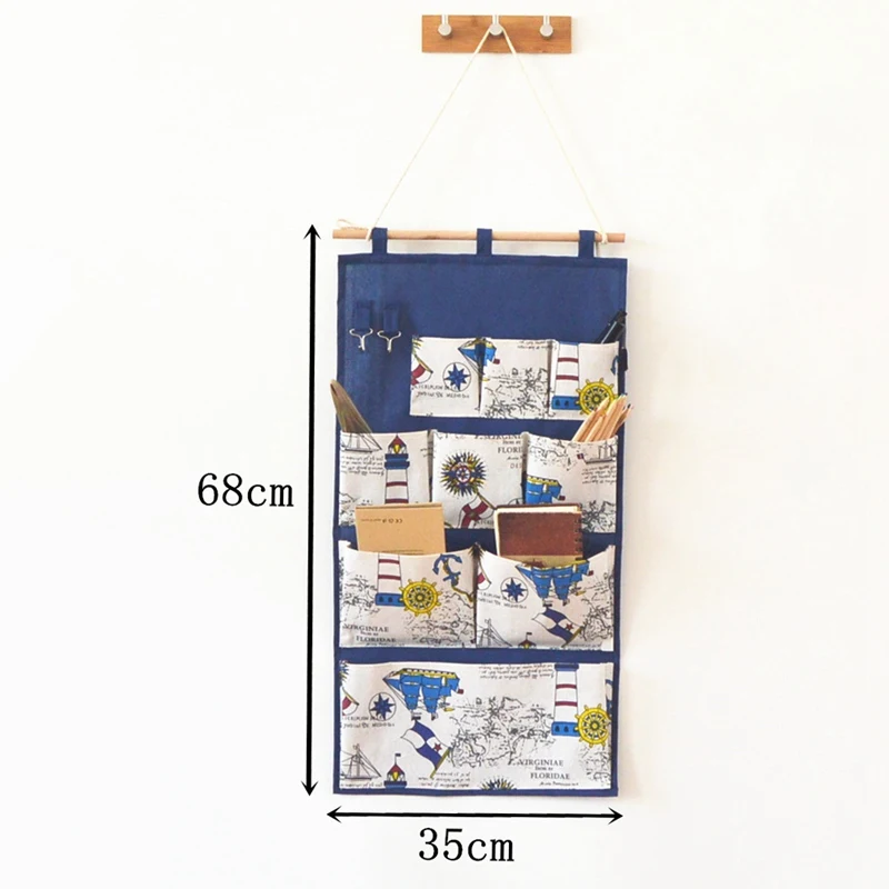 Британский ветер хлопок и лен Висячие Сумки часто используются с крючками подвесной карман органайзер дверь карман мешок