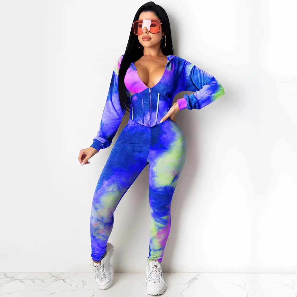

Streetwear Tie Dye Two Piece Set Women Tracksuit 2020 Fall Winter Hoodies Top and Pants Matching Sets Casual Outfits Sportswear