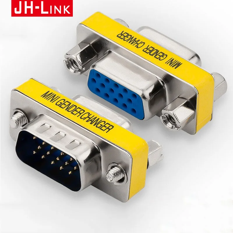 JH-LINK 15 pin D-Sub VGA HD SVGA Female to MINI Gender Changer Adapter PC Connector DB15 F/F Cable Extend Converter |