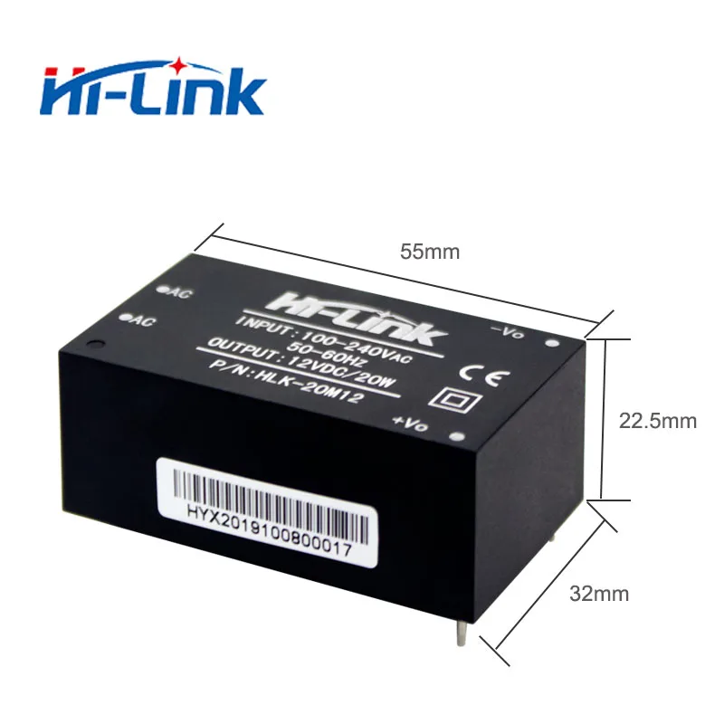 Hi-Link HLK-20M12 220V to 12V 1.6A 20W AC DC compact isolated step down power supply module support OEM/ODM 20M12 CE power supply switching power supply