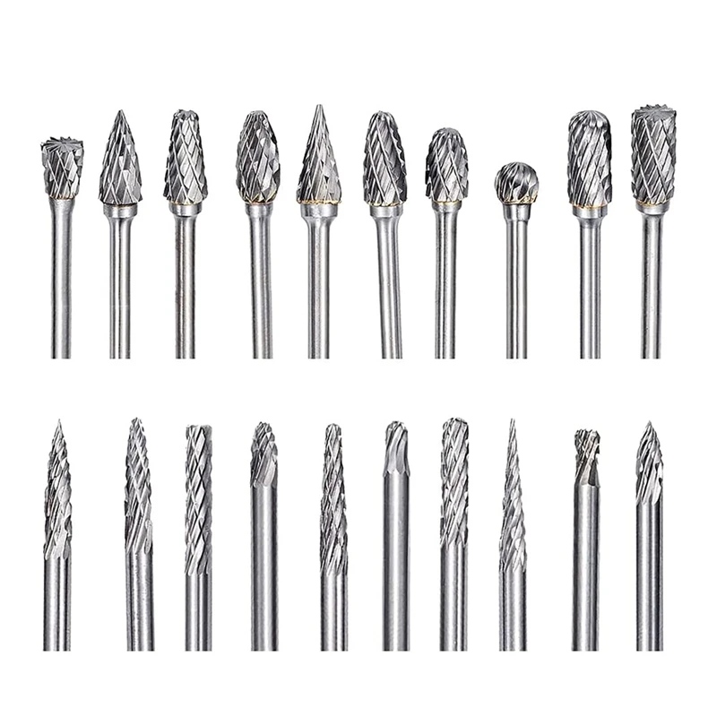 20 Pcs Carbide Double Cut for Dremel Carving Bits with 1/8 inch Shank and 1/4 inch Head Length Tungsten Carbide Rotary wood pellet making machine Woodworking Machinery