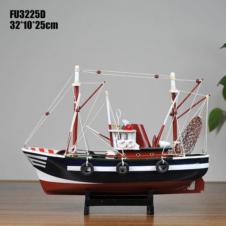 Деревянная Парусная модель креативный и декоративный корабль без холста сувенир подарок на день рождения красный и синий