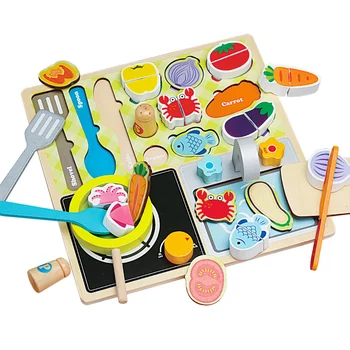 

Baby Toy Kithchen Toy Real Life Cosplay Barbecue Cutting Fruit Vegetable Wooden Toy Learning Educational Toys for Children