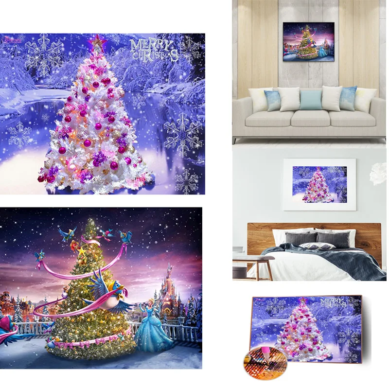 

5D DIY Full Round Drill Diamond Painting Christmas Tree Cross Stitch Embroidery Mosaic Kit Needlework Set Home Decoration Gift