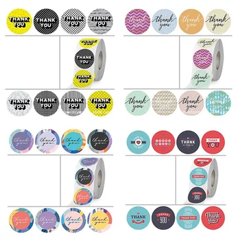

500Pcs/Roll New Round Thank You Stickers 25mm Wedding/Christmas Gifts Wrapped Decorations Label Stickers