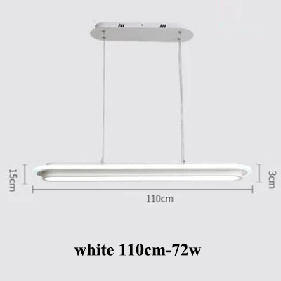 white 110cm Скандинавский Овальный акриловый светодиодный светильник для люстры, черный/белый металлический светильник для столовой, подвесной светильник для гостиной, подвесной светильник - Цвет абажура: white 110cm