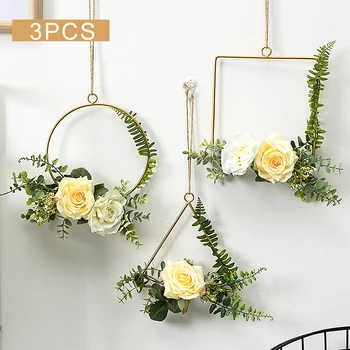 

Metal Artificial Easter Flower Wreath Iron Ring Wedding Party Deco Supplies DIY Floral Hoop Crafts Home Wedding Hanging Ornament