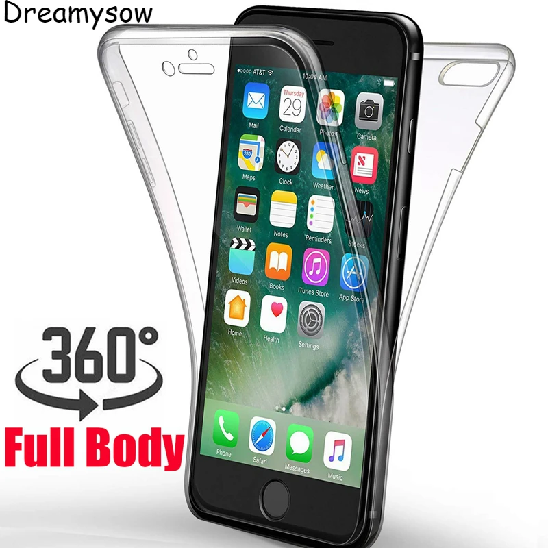 Двойной силиконовый чехол для iPhone 5 5S 6 7 8 Plus 360 Мягкий из ТПУ Iphone x XR XS MAX 11 Pro Max