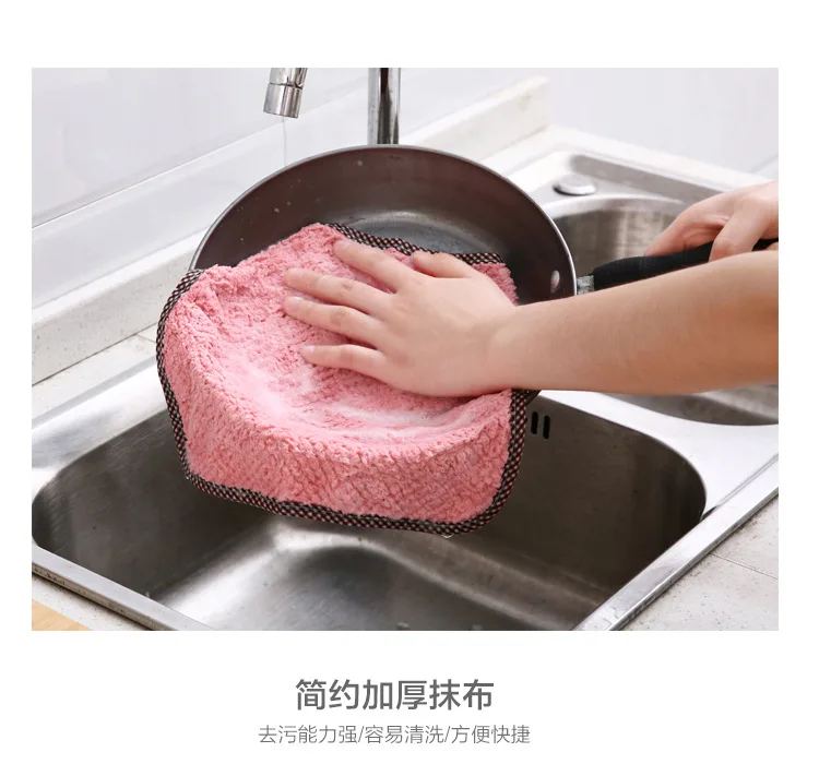 Hangable Coral Velvet Hand Towel Kitchen Cleaning Towel Square Dishcloth Ultra-strength Water Absorbent Towel Wholesale