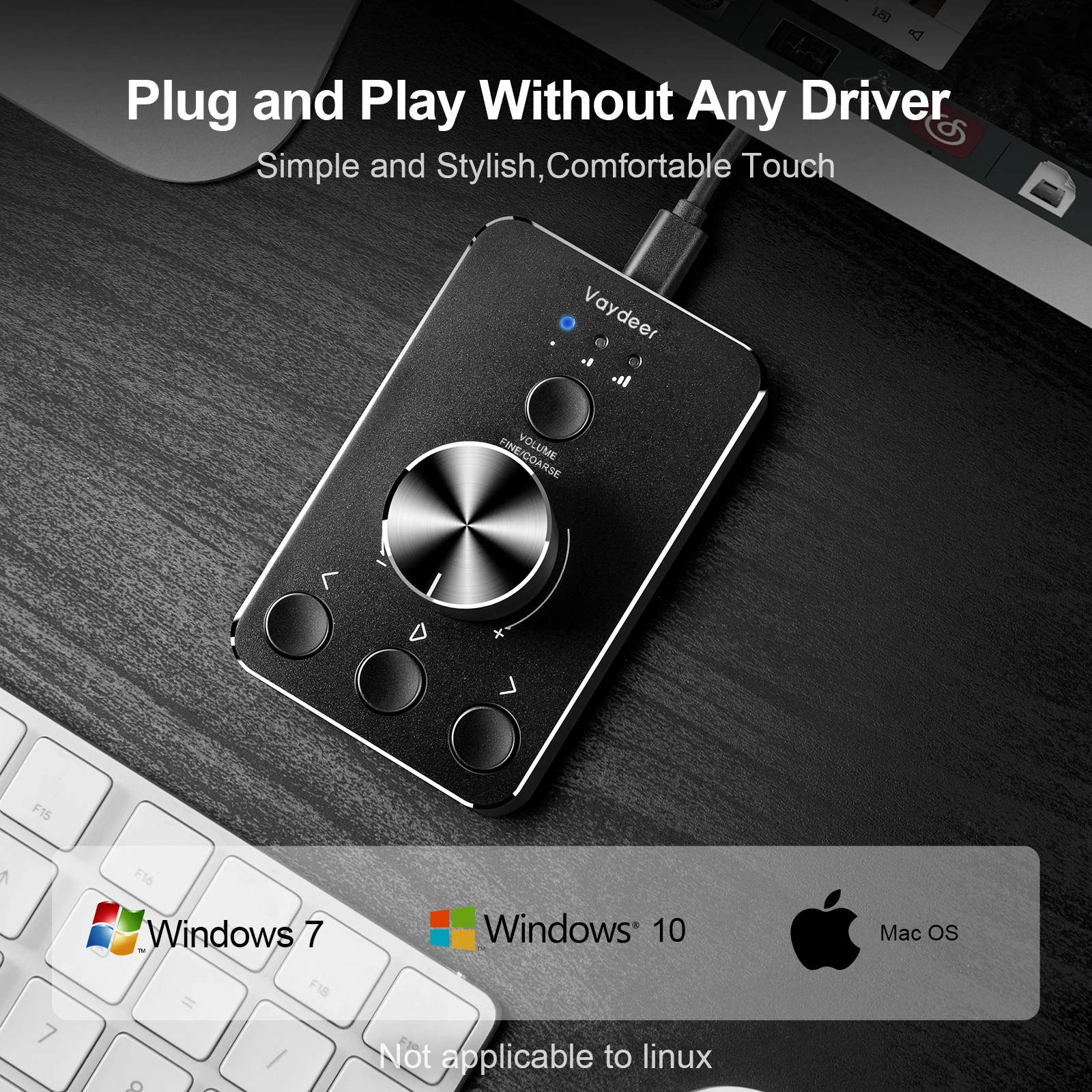 Volume Control Knob para Computer Speaker Controlador Usb One-click Mute Function Volume Control Modes Audio Ajustar - Imagem 2