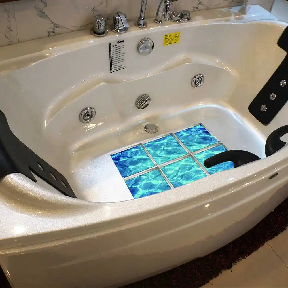 3D наклейки для ванной океан нескользящий, водонепроницаемый самоклеющиеся наклейки для ванной коврики для ванной комнаты для детей, 6 шт. 15x15 см
