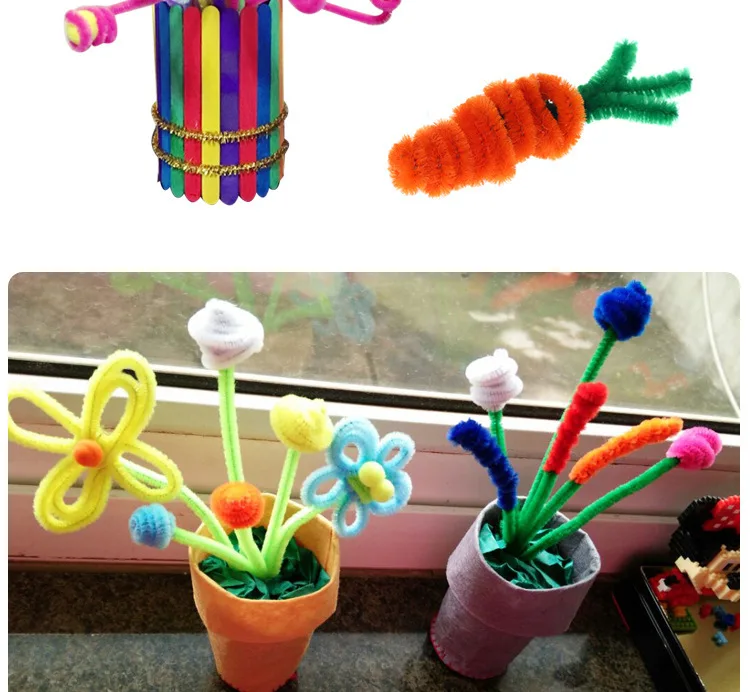 100 шт многоцветные синели стебли трубы Очистители ручной работы Diy художественные материалы для рукоделия дети творчества ремесленные детские игрушки