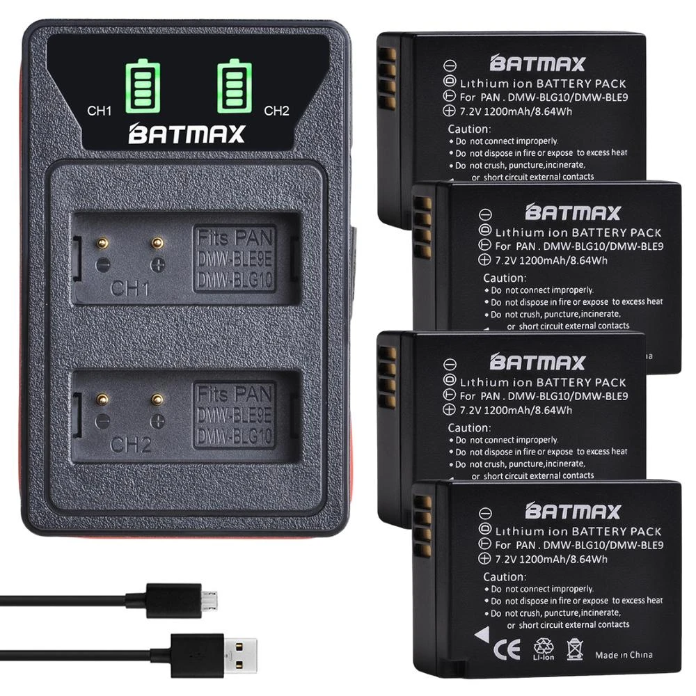 DSTE 2PCS DMW BLG10 DMW BLG10E (1500mAh/7.4V) Batteria Caricatore Compatibile per Lumix DMC GF6,DMC GX85,DMC LX100,DMC TZ80,DMC TZ81,DMC  TZ100,DMC TZ101