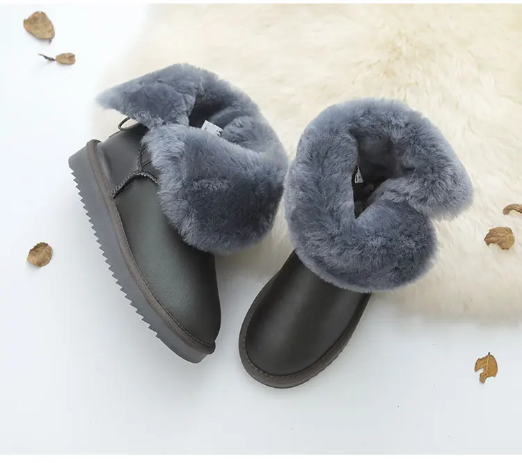 Классические австралийские зимние сапоги высокого качества; Женская водонепроницаемая обувь из натуральной овечьей кожи; нескользящая резиновая обувь до середины икры