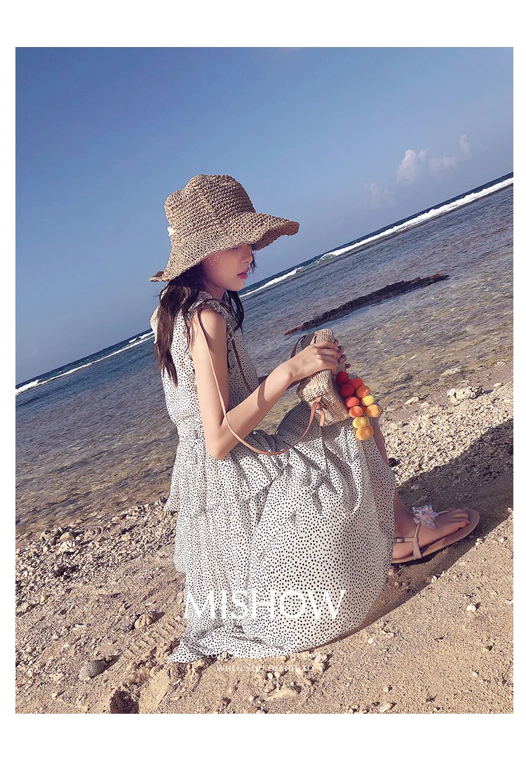 Mishow шифоновое платье в горошек, женское летнее Бандажное платье миди, Повседневный Сарафан, женское пляжное платье в стиле бохо, MX18B1178