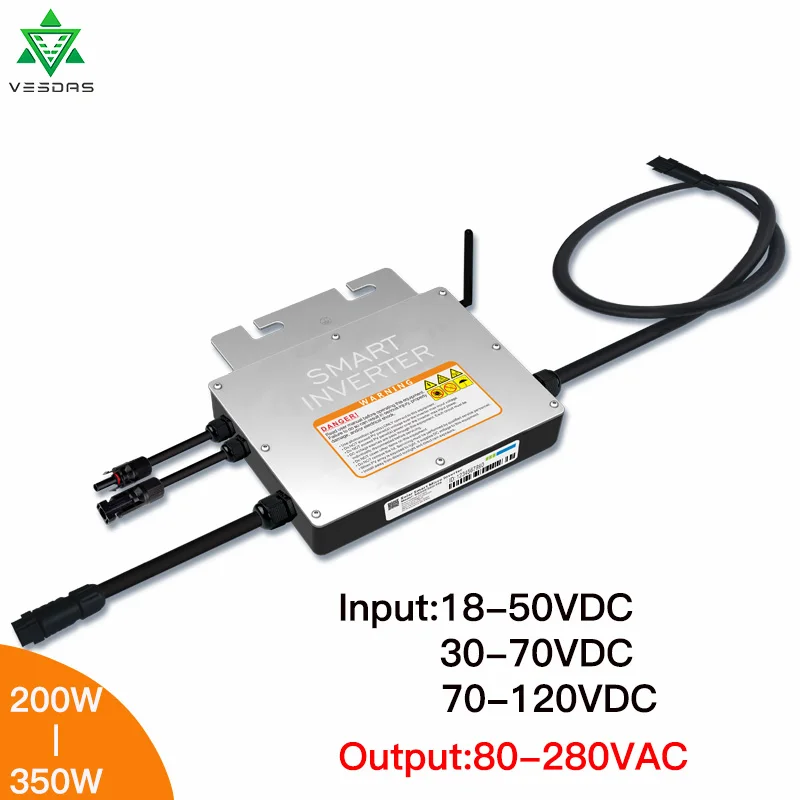 

PV Smart Micro inverter IP65 MPPT Waterproof Grid Tie Inverter Solar Pure Sine Wave Inverter 18-50VDC to 80-160VAC for Solar