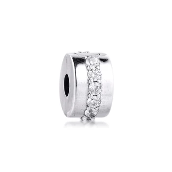 

GPY Shining Round Clip Charms 925 Original Fit Pandora Bracelet Sterling Silver Charm Beads for Jewelry Making DIY Kralen