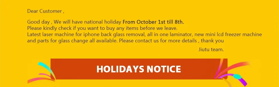 HOLIDAYS notices