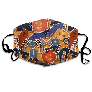 

Halloween Pumpkins And Bats Washable Reusable Mask, Cotton Anti Dust Half Face Mouth Mask For Kids Teens Men Women With