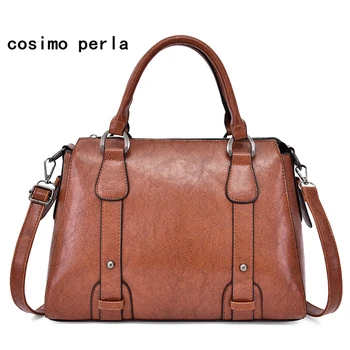 

2020 Luxury Handbags Women Bags Vintage PU Leather Work Boston Handbag Female Crossbody Bags Sac a main