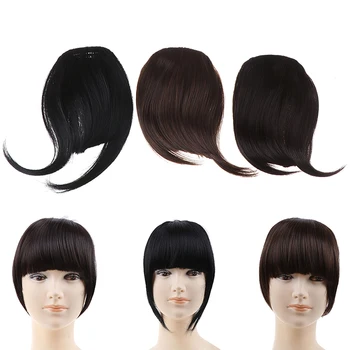 

1PCS Straight Synthetic Real Natural Hairpiece Short Front Neat Bangs Clip In Bang Fringe Hair Extensions Braiders Accessories