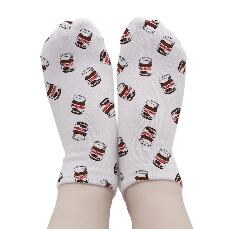 Новые короткие носки Nutella с 3D принтом забавные женские модные мультяшным
