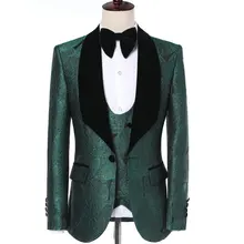 Traje De Hombre,, жених, мужской костюм, приталенный, 3 предмета, зеленые листья, модный дизайн, платье для жениха, вечерние костюмы, свадебный смокинг