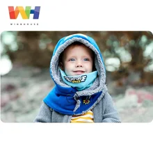 Детская шапка и шарф в южнокорейском стиле; комплект с капюшоном для мальчиков с героями мультфильмов; теплая ветрозащитная верхняя одежда; Зимняя Теплая Флисовая Кепка-глушитель; Шапка-шлем