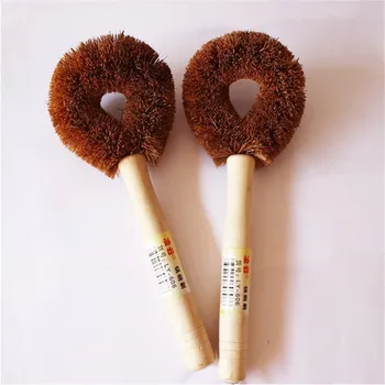 

Long Handle Coconut Non-stick Pot Brush Brown Oil Dish Washing Oil Cleaning Brush Household Cleaning Brush Cup Tweeers