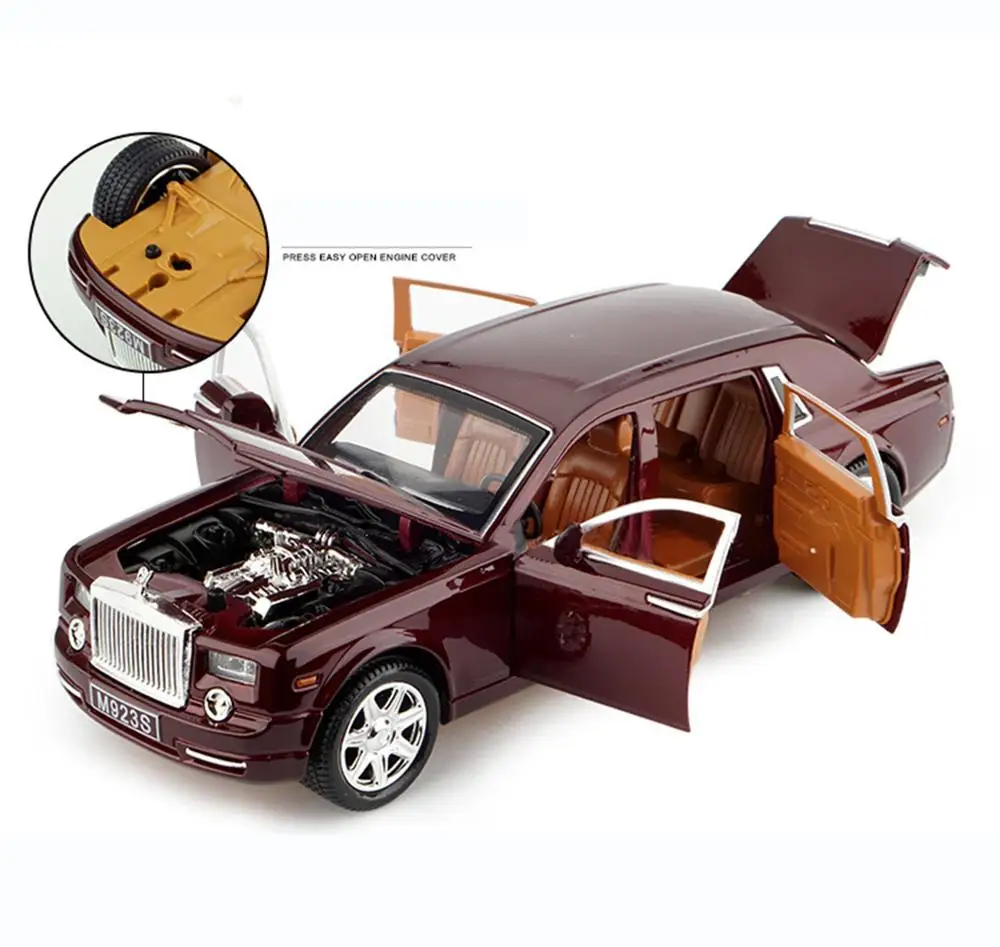 1:24 Scale Rolls Royce Металлический Литой Сплав автомобильная модель звуковой светильник