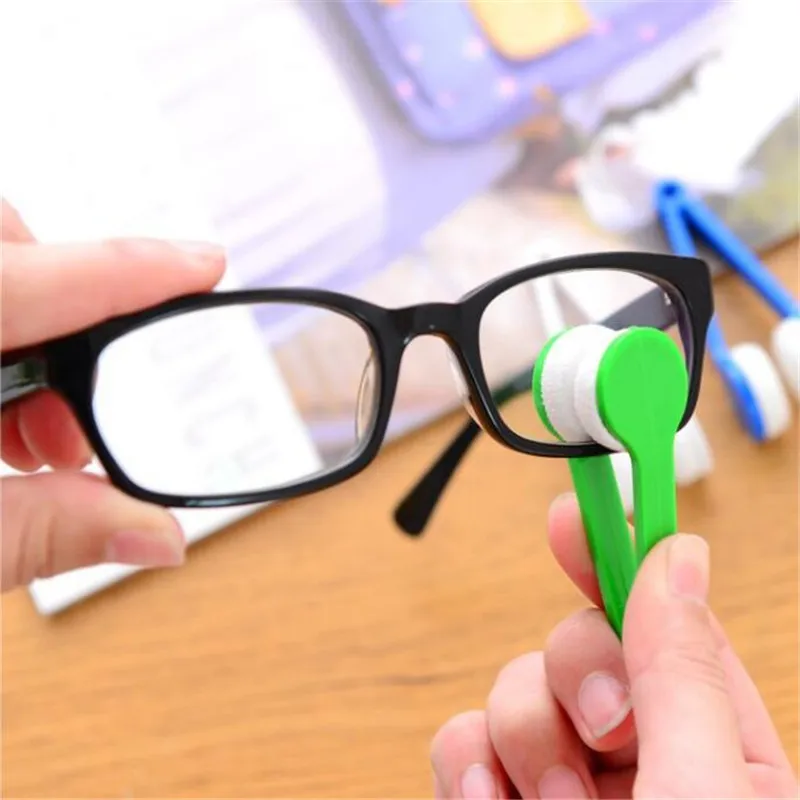 Mini Two-side Glasses Brush Microfiber Spectacles Cleaner Glasses Cleaning Rub Cleaner Eyeglass Cleaner Brush Screen Rub