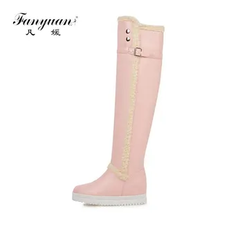 

fanyuan winter snow boots Women Thick Sole Over The Knee Boots Plush Fur Winter Shoes Woman Keep Warm Casual Botas Footwear