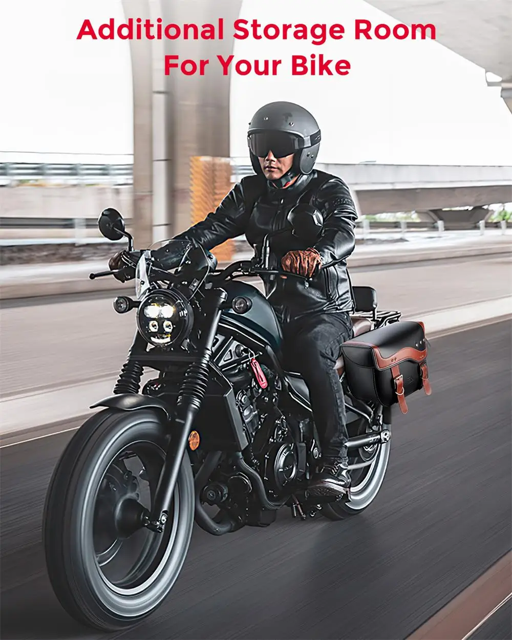 KEMiMOTO Motorcycle Side Saddle Bag Waterproof PU Leather Saddlebags Universal For Sporster XL883 XL1200 Travel Pack