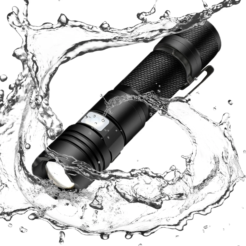 

glare flashlight usb rechargeable Waterproof flashlight for outdoor camping Zoomable 4 lighting modes Use 18650 battery