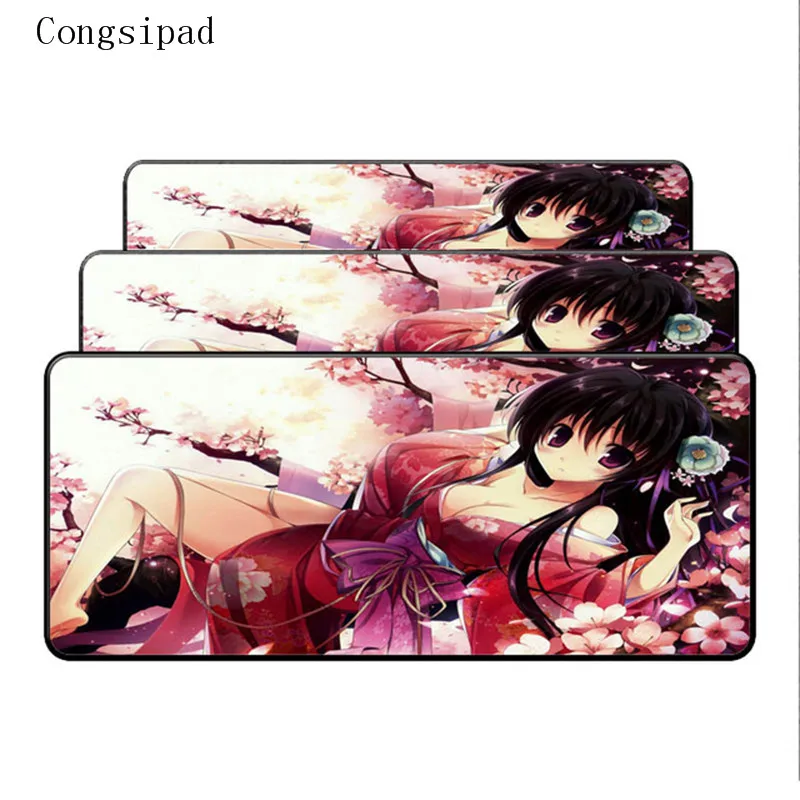  Congsipad Anime Girl Large Gaming Mouse Pad Gamer Locking Edge Keyboard Mouse Mat Gaming Grande Mou