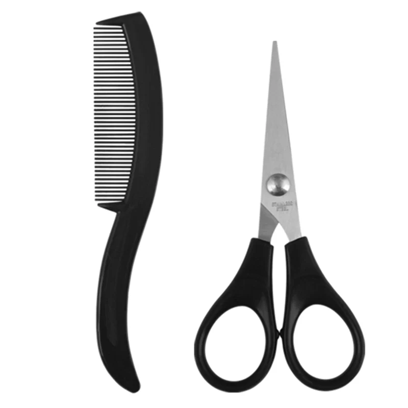 

1 Set Stainless Steel Beard Scissor For Shaving Shear Beard Trimmer Eyebrow Men Mustache Scissor Set With A Comb Portable Makeup