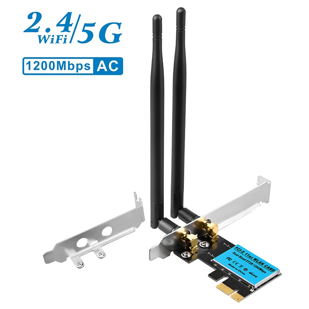 Беспроводная Wi-Fi карта PCI-E 1200 Мбит/с 2 4 ГГц/5 ГГц IEEE 802.11ac двухдиапазонный сетевой